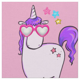 Niedliches Einhorn in Herz-geformt Gläser Muster Stoff