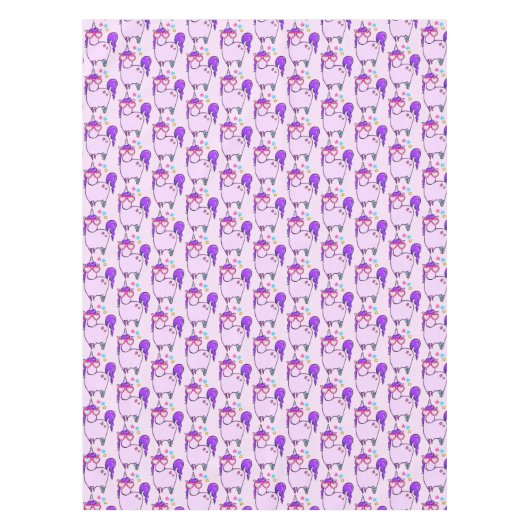 Niedliches Einhorn in Herz-geformt Gläser Muster Tischdecke (Vorderseite)