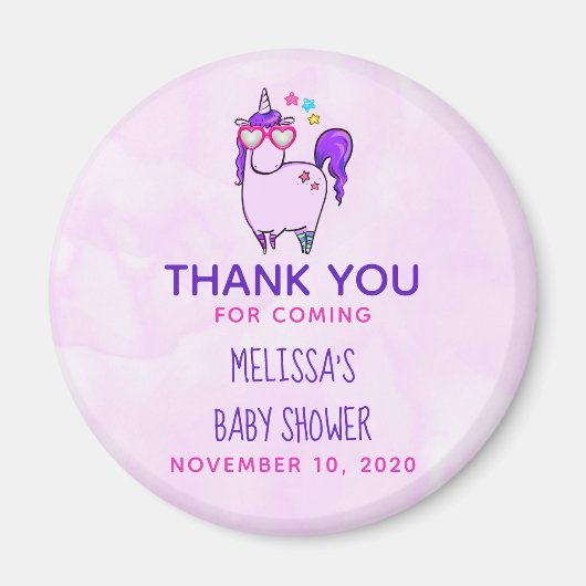 Niedliches Einhorn in herz geformter Brille Babydu Magnet (Vorne)