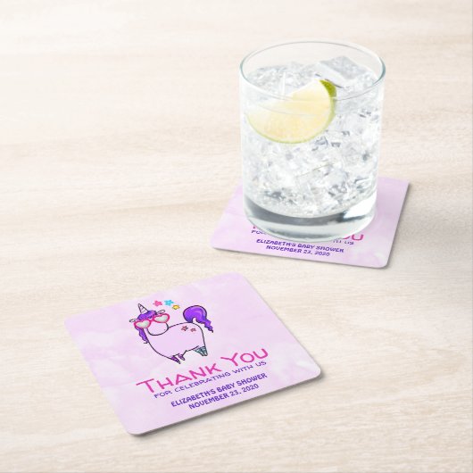 Niedliches Einhorn in herz geformter Brille Babydu Rechteckiger Pappuntersetzer (Vor Ort)