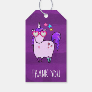 Niedliches Einhorn in Herz-Shaped Brille Danke Geschenkanhänger