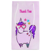 Niedliches Einhorn in Herz-Shaped Brille Danke Kleine Geschenktüte (Vorderseite)