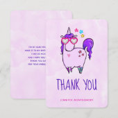 Niedliches Einhorn in Herz-Shaped-Brille Dankeskarte (Vorne/Hinten)