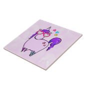 Niedliches Einhorn in Herz-Shaped-Brille Fliese (Seite)