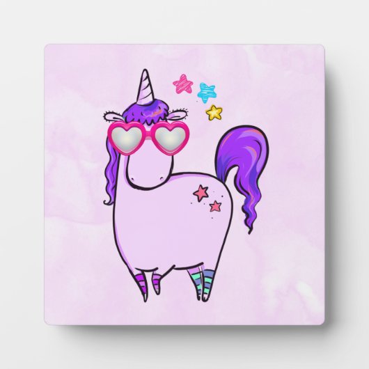 Niedliches Einhorn in Herz-Shaped-Brille Fotoplatte (Vorderseite)