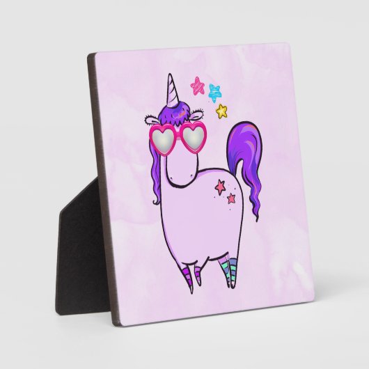 Niedliches Einhorn in Herz-Shaped-Brille Fotoplatte (Vorderseite)