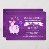 Niedliches Einhorn in Herz-Shaped Brille Geburtsta