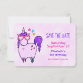 Niedliches Einhorn in Herz-Shaped Brille Geburtsta Save The Date (Vorderseite)