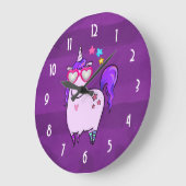 Niedliches Einhorn in Herz-Shaped-Brille Große Wanduhr (Winkel)