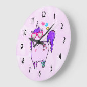 Niedliches Einhorn in Herz-Shaped-Brille Große Wanduhr (Winkel)