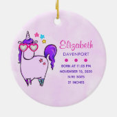 Niedliches Einhorn in Herz-Shaped-Brille Keramik Ornament (Hinten)