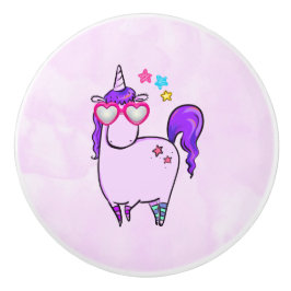 Niedliches Einhorn in Herz-Shaped-Brille Keramikknauf