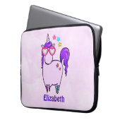 Niedliches Einhorn in Herz-Shaped-Brille Laptopschutzhülle (Vorderseite Links)