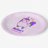 Niedliches Einhorn in Herz-Shaped-Brille Pappteller (Schrägansicht)