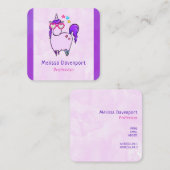 Niedliches Einhorn in Herz-Shaped-Brille Quadratische Visitenkarte (Vorne/Hinten)