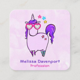 Niedliches Einhorn in Herz-Shaped-Brille Quadratische Visitenkarte
