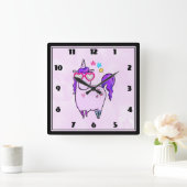 Niedliches Einhorn in Herz-Shaped-Brille Quadratische Wanduhr (Zuhause)