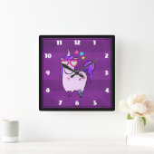 Niedliches Einhorn in Herz-Shaped-Brille Quadratische Wanduhr (Zuhause)