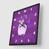 Niedliches Einhorn in Herz-Shaped-Brille Quadratische Wanduhr (Winkel)