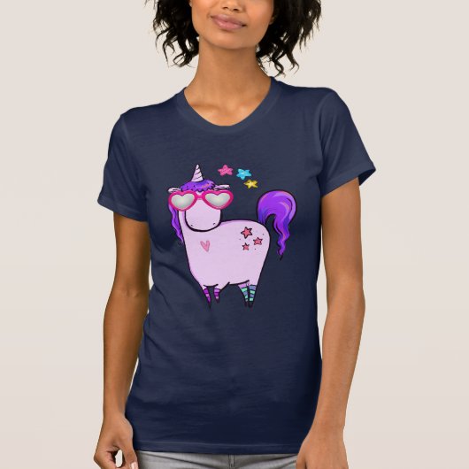 Niedliches Einhorn in Herz-Shaped-Brille T-Shirt (Vorderseite)