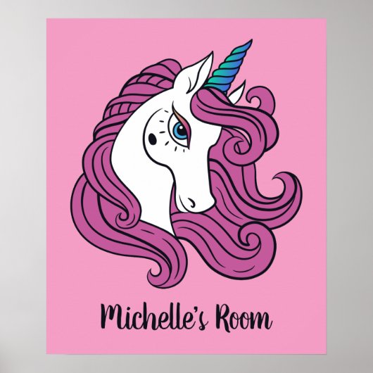 Niedliches Einhorn-individuelle Name und Farbposte Poster (Vorne)