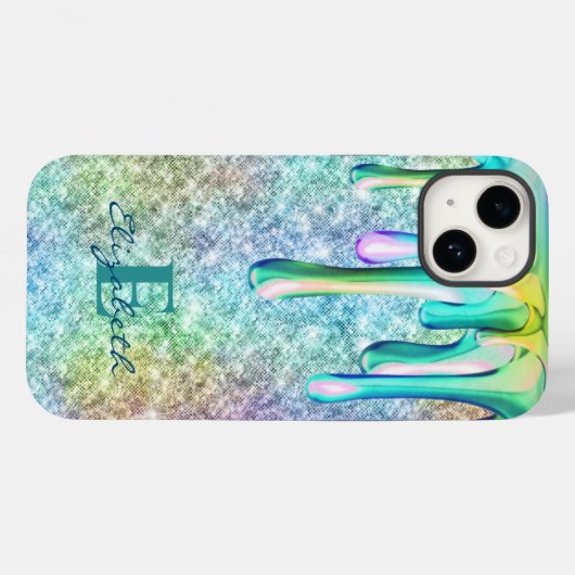 Niedliches Einhorn Iridescent Glitzer Tropfen Imit Case-Mate iPhone Hülle (Rückseite (Horizontal))