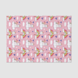 Niedliches Einhorn-Katzenrutschen-Muster Valentins Seidenpapier