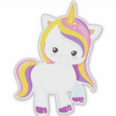 Niedliches Einhorn, Kawaii Einhorn, Kleines Einhor Aufkleber (Vorderseite)