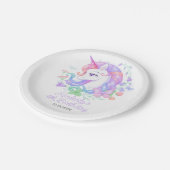 Niedliches Einhorn Kindergeburtstag für alle Alter Pappteller (Schrägansicht)
