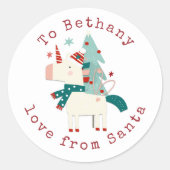 Niedliches Einhorn Kindername Liebe Weihnachten Runder Aufkleber (Vorderseite)