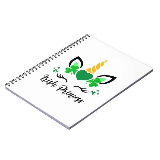 Niedliches Einhorn-Kleeblatt Irish Princess St Pat Notizblock (Linke Seite)