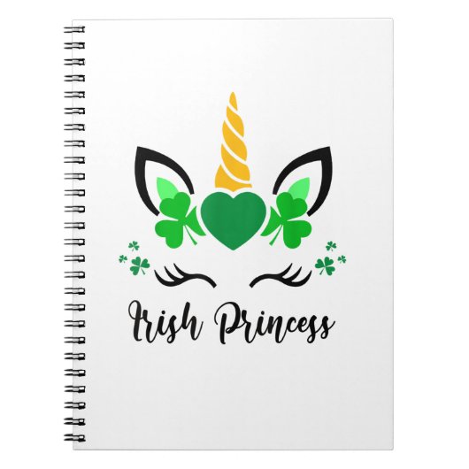 Niedliches Einhorn-Kleeblatt Irish Princess St Pat Notizblock (Vorderseite)