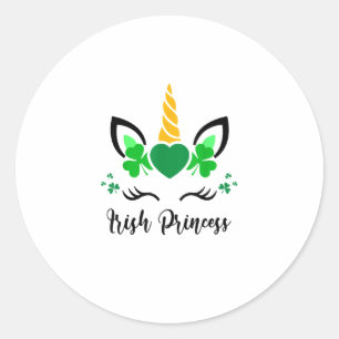 Niedliches Einhorn-Kleeblatt Irish Princess St Pat Runder Aufkleber
