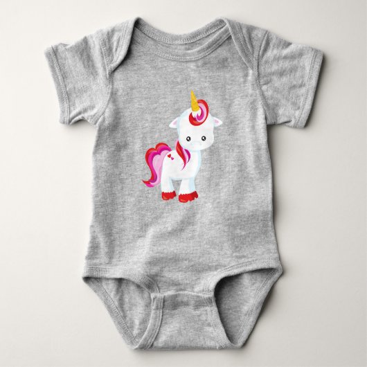 Niedliches Einhorn, Kleines Einhorn, Zaubereinhorn Baby Strampler (Vorderseite)