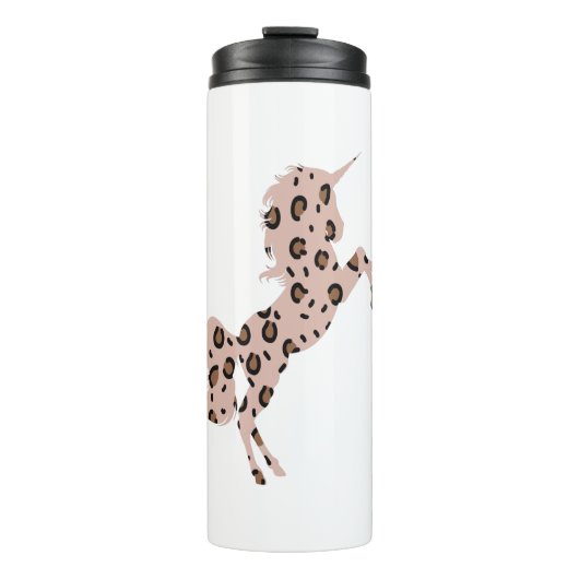Niedliches Einhorn Leopard Print Skin Pattern Gesc Thermosbecher (Vorderseite)