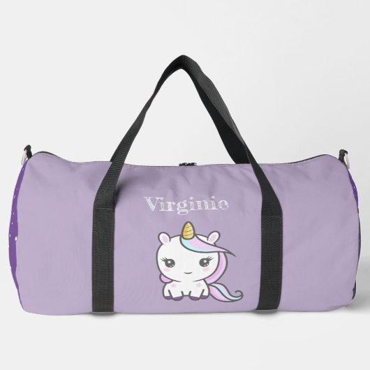 Niedliches Einhorn Lila Duffle Bag (Vorderseite)