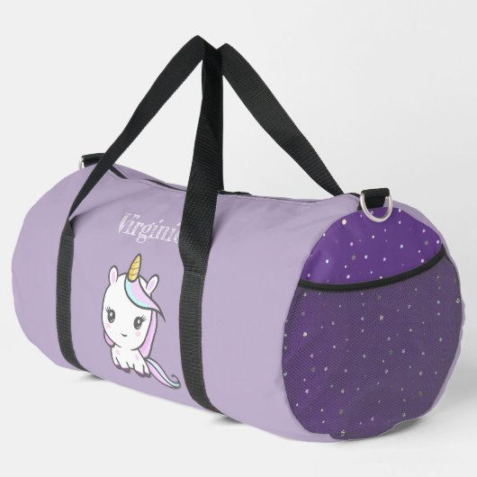 Niedliches Einhorn Lila Duffle Bag (Rechte Ecke)