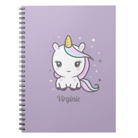 Niedliches Einhorn-Lila-Notebook Notizblock (Vorderseite)