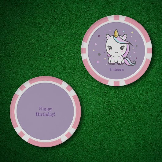 Niedliches Einhorn Lila Pokerchips