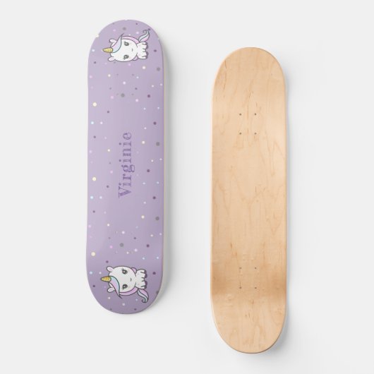 Niedliches Einhorn-Lila-Skateboard Skateboard (Vorderseite)