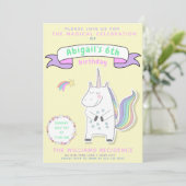 Niedliches Einhorn | Mädchen Einladung zur Geburts (Stehend Vorderseite)