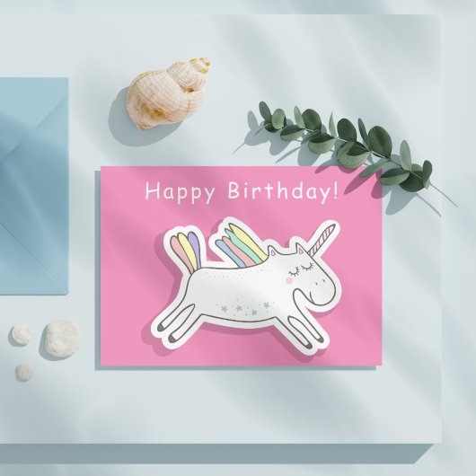 Niedliches Einhorn - Mädchen Geburtstag Postkarte