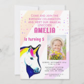 Niedliches Einhorn Magical Girl Foto Geburtstag Einladung (Vorderseite)