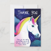 Niedliches Einhorn Magical Stars Girl Dankeskarte (Vorderseite)