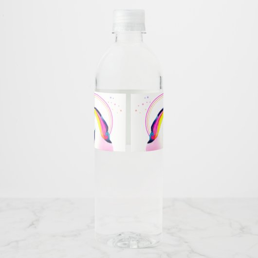 Niedliches Einhorn Magical Stars Girl Wasserflaschenetikett (Rückseite)