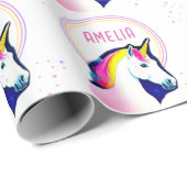 Niedliches Einhorn Magische Sterne Mädchen Geburts Geschenkpapier (Rolleneckpunkt)