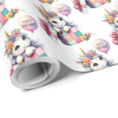 Niedliches Einhorn mit Ballon Geschenkboxen Geburt Geschenkpapier (Rolleneckpunkt)