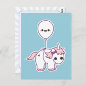 Niedliches Einhorn mit Ballon Postkarte (Vorne/Hinten)