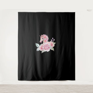 Niedliches Einhorn mit Blume Blumenhorn Mädchen Wandteppich