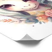 Niedliches Einhorn mit Blume-Portrait Poster (Ecke)